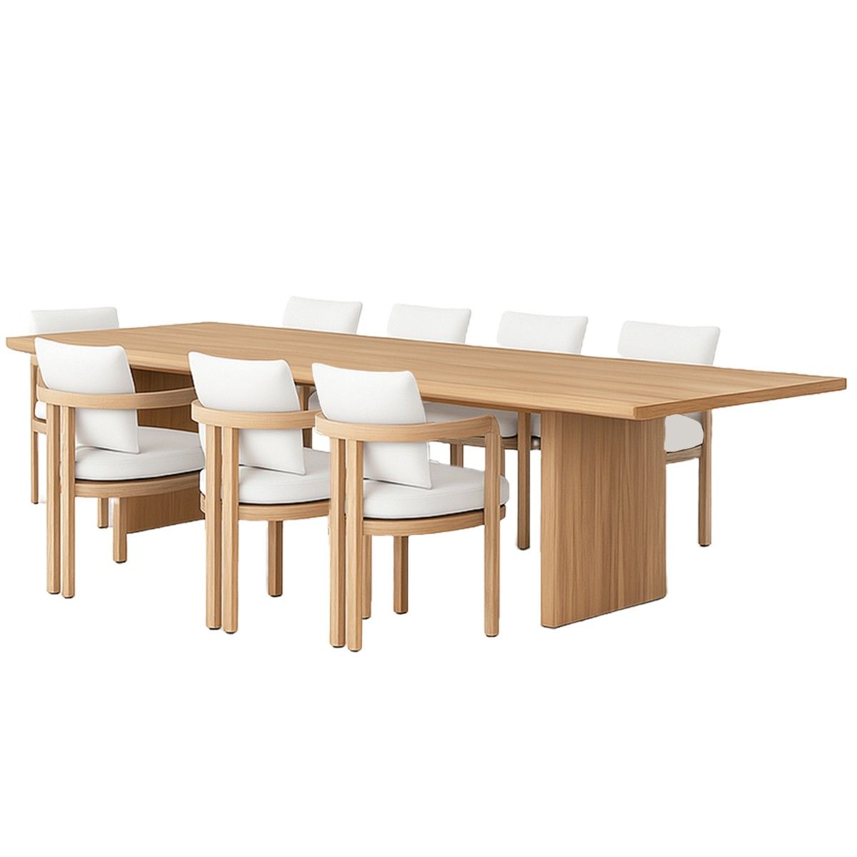 Möbelset für Terrasse oder Garten, großer Tisch und 8 Stühle, Voll-Teakholz, inklusive Kissen, Primavera