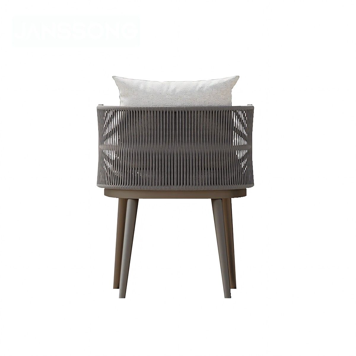 Möbelset für 6 Personen, Terrasse oder Garten, Aluminium, robuster Tisch 214x100 cm + 6 Stühle mit Seilgeflecht, Nova Luxe
