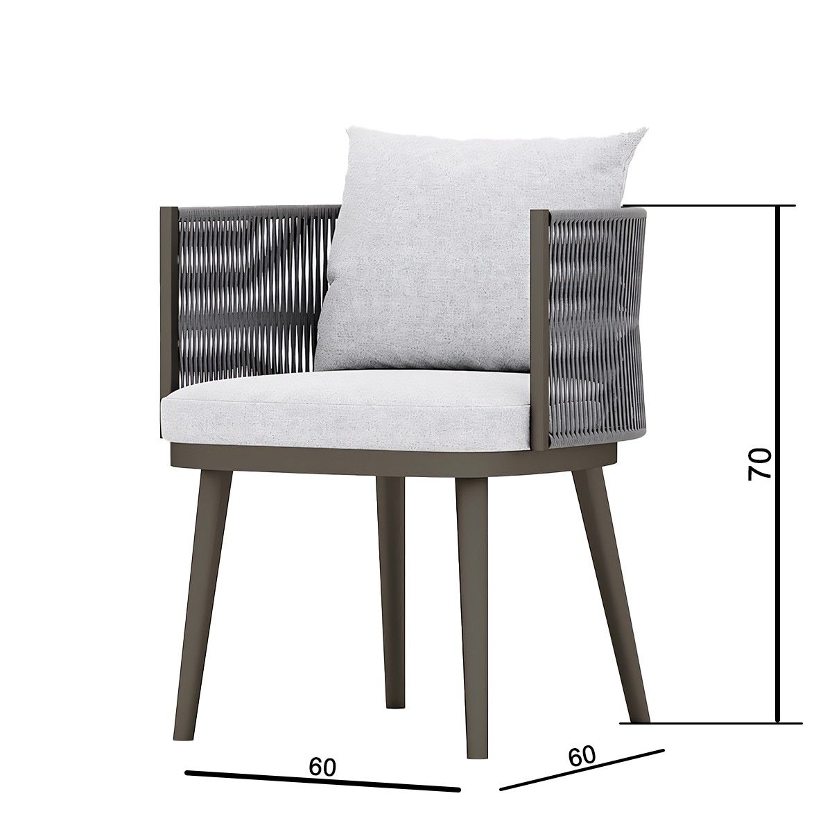 Möbelset für 6 Personen, Terrasse oder Garten, Aluminium, robuster Tisch 214x100 cm + 6 Stühle mit Seilgeflecht, Nova Luxe
