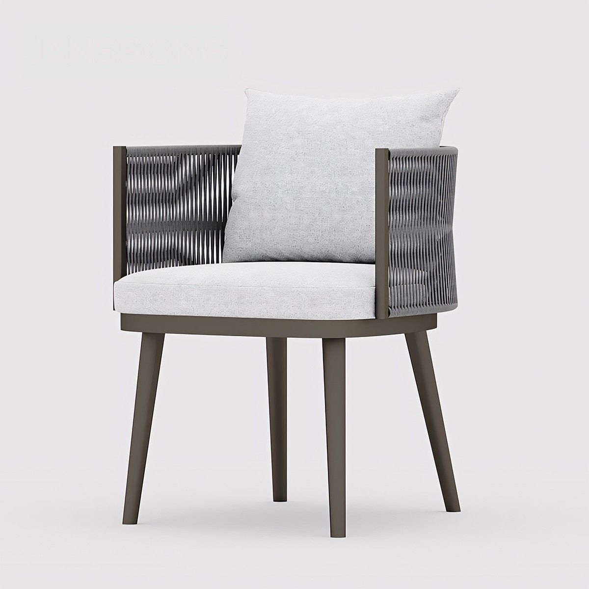 Möbelset für 8 Personen, Terrasse oder Garten, Aluminium, robuster Tisch 214x100 cm + 8 Stühle mit Seilgeflecht, Nova Luxe