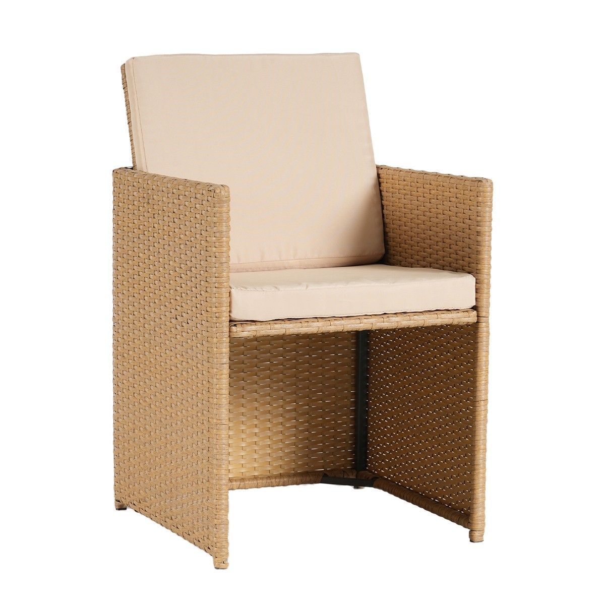 Möbelset für Terrasse und Garten, klappbarer Cube, Tisch mit Glasplatte, 6 Stühle mit klappbarer Rückenlehne, 4 Hocker, Mauritius