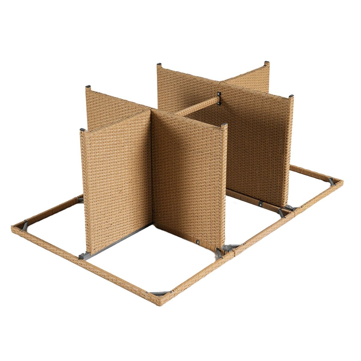Möbelset für Terrasse und Garten, klappbarer Cube, Tisch mit Glasplatte, 6 Stühle mit klappbarer Rückenlehne, 4 Hocker, Mauritius