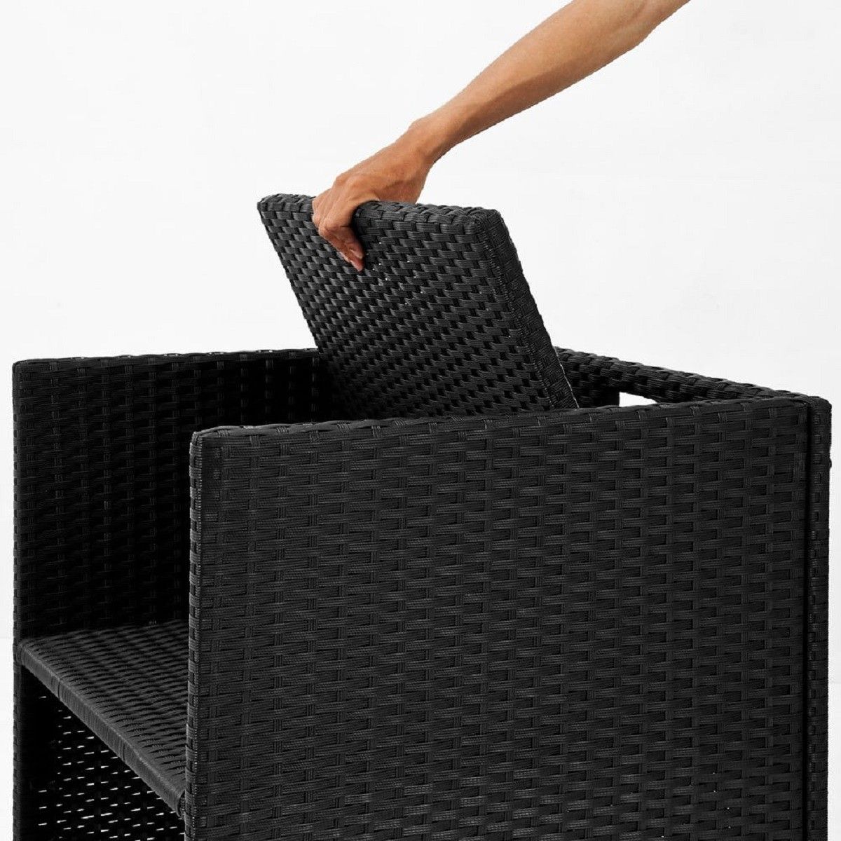 Gartenmöbel-Set für,Terrasse, faltbarer Cube, 6 Stühle mit verstellbarer Rückenlehne, 4 Hocker, 180x120x74 cm, Schwarz, Michigan