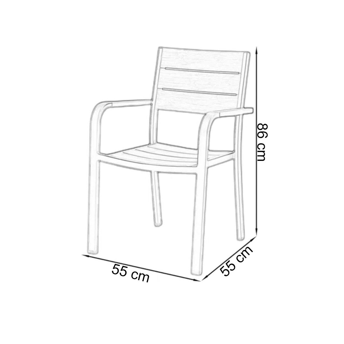 Möbelset aus Aluminium, Tisch mit WPC-Platte, 4 Stühle, für Terrasse oder Garten, Eliza