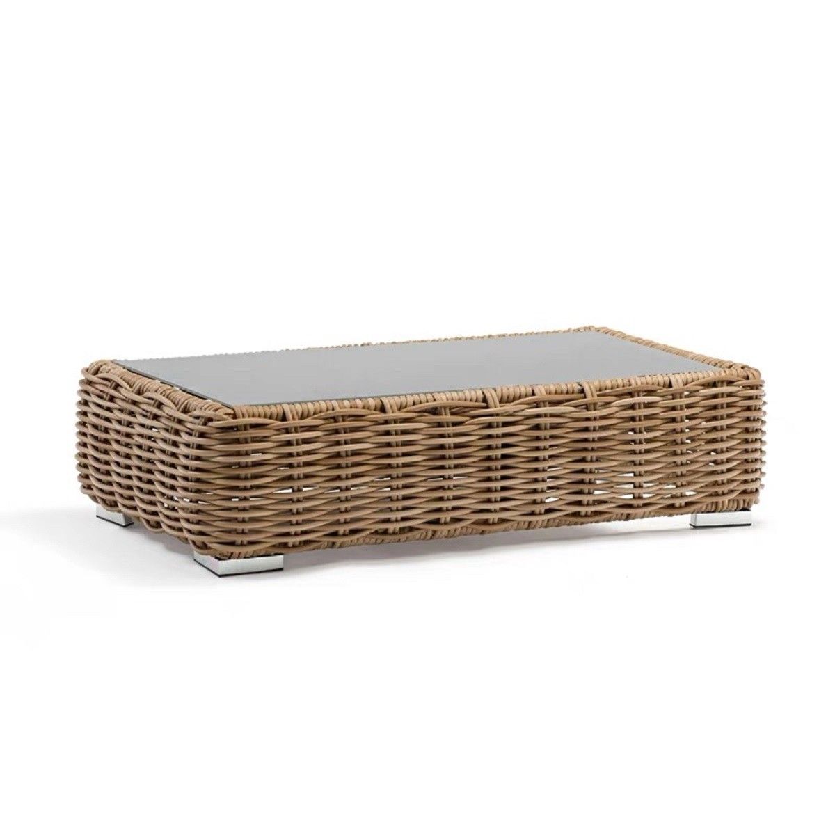 Möbelset für Terrasse oder Garten, Sofa, 2 Sessel, Couchtisch, Aluminiumrahmen, Polyrattan, Augusta