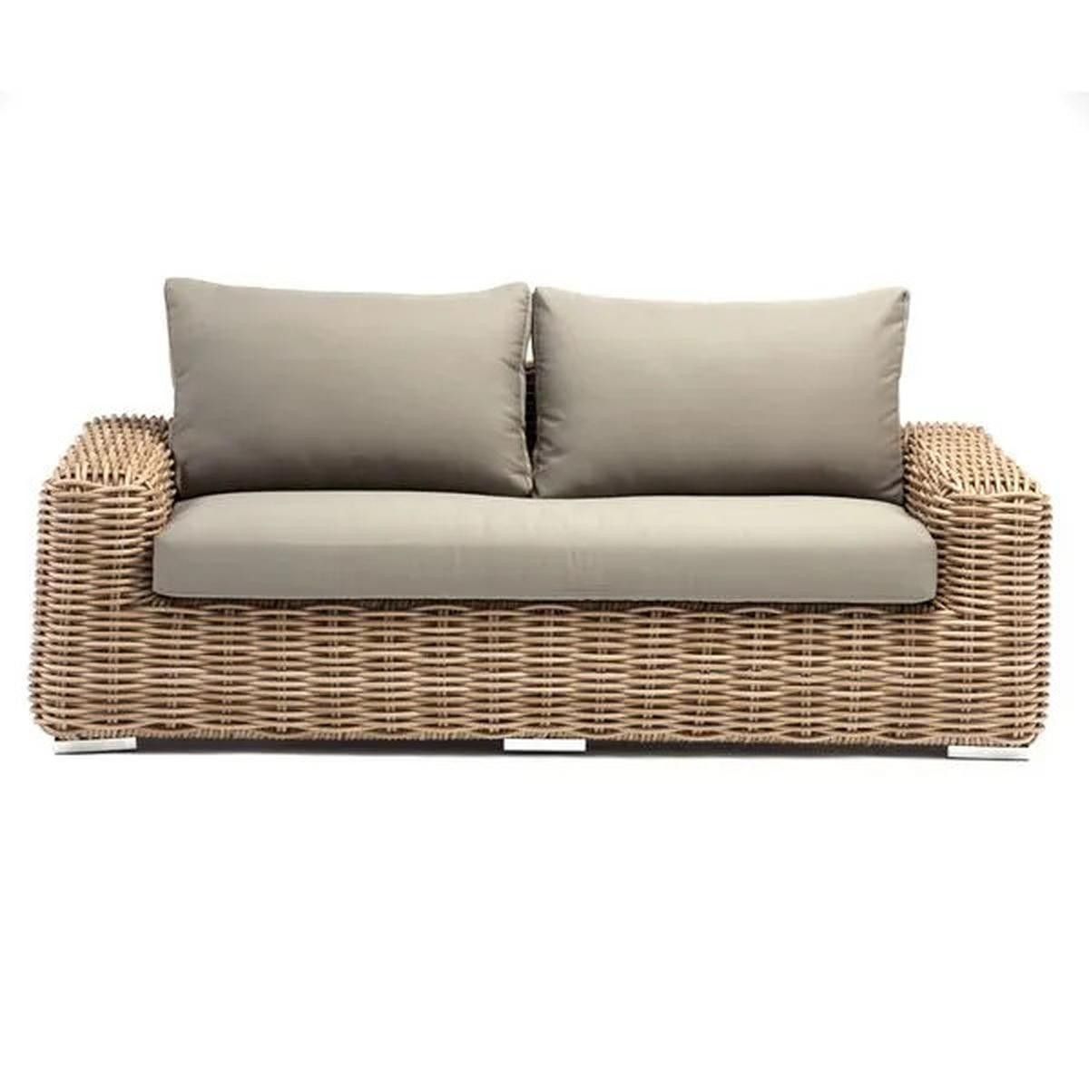 Möbelset für Terrasse oder Garten, Sofa, 2 Sessel, Couchtisch, Aluminiumrahmen, Polyrattan, Augusta