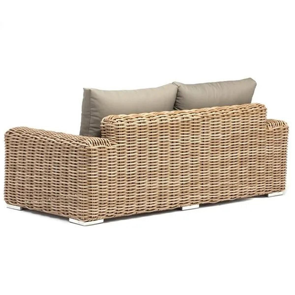 Möbelset für Terrasse oder Garten, Sofa, 2 Sessel, Couchtisch, Aluminiumrahmen, Polyrattan, Augusta