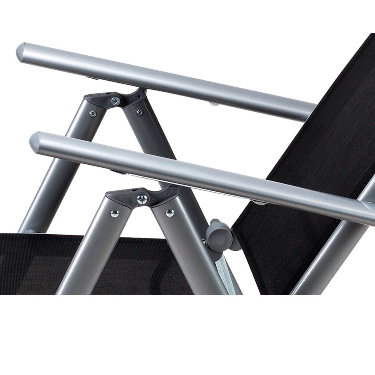 Gartenmöbel-Set für die Terrasse, großer Tisch mit matter Glasplatte, 6 klappbare Aluminiumstühle, 150 x90x75 cm, Clinton