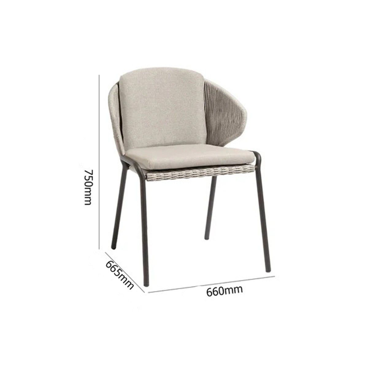 Möbelset für Terrasse oder Garten, 6 Personen, Tisch mit Aluminiumplatte, Stühle mit Kissen, Polyrattan, Roma