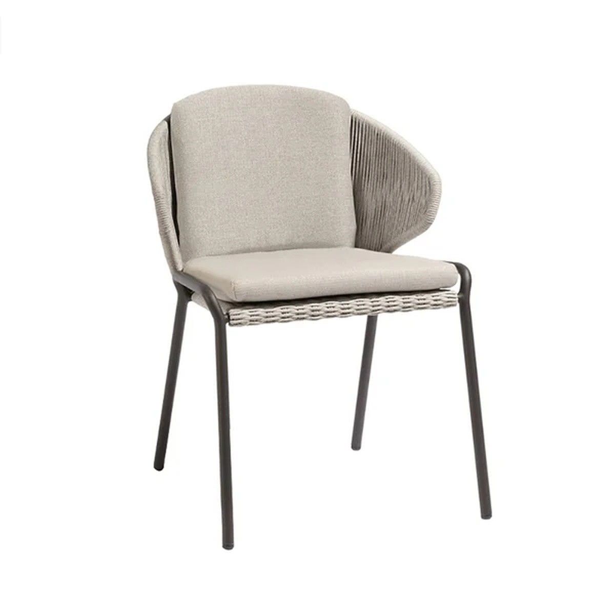 Möbelset für Terrasse oder Garten, 6 Personen, Tisch mit Aluminiumplatte, Stühle mit Kissen, Polyrattan, Roma