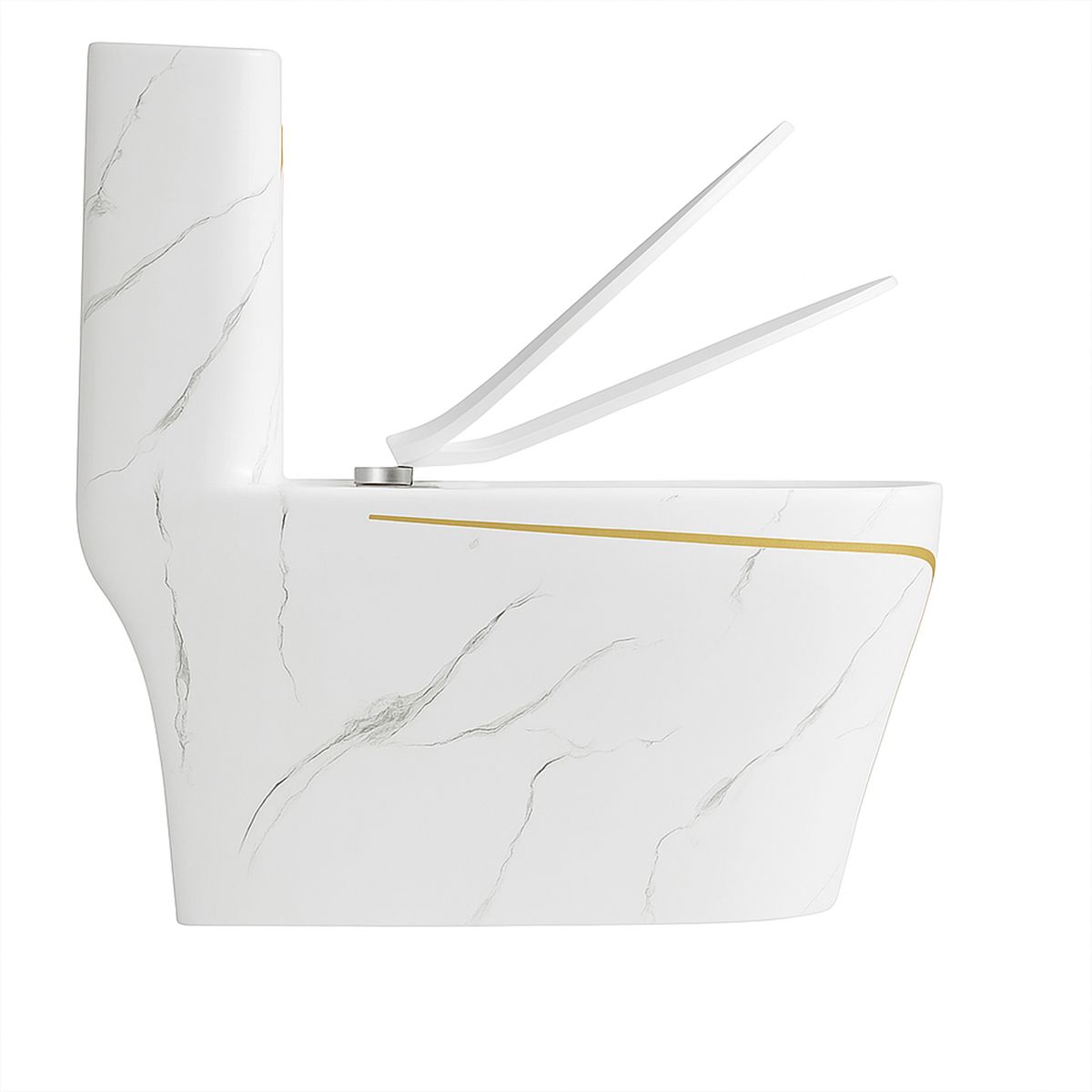 WC-Set, Standwaschbecken Lazio Marble spülrandlos, Weiß, Bodenmontage, Spülkasten inbegriffen, Armaturloch, Soft-Close-Deckel
