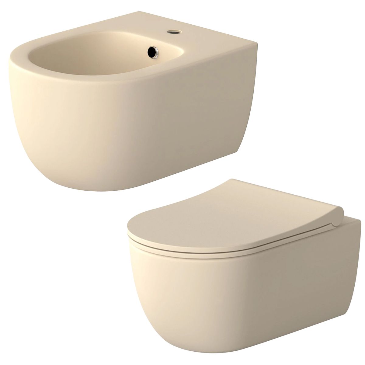 WC- und Bidet-Set, Jasmine halbmatt, Farbe Power, Hängemontage, 49x36 cm, Kollektion Michael