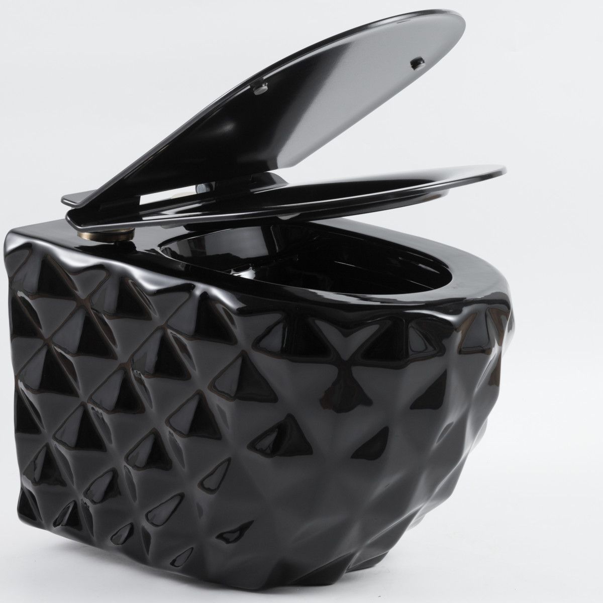 WC-Set und Waschbecken, glänzend Schwarz, wandhängend und für Aufsatzmontage, 49x36-61x34 cm, Duroplast-Sitz, Sidef