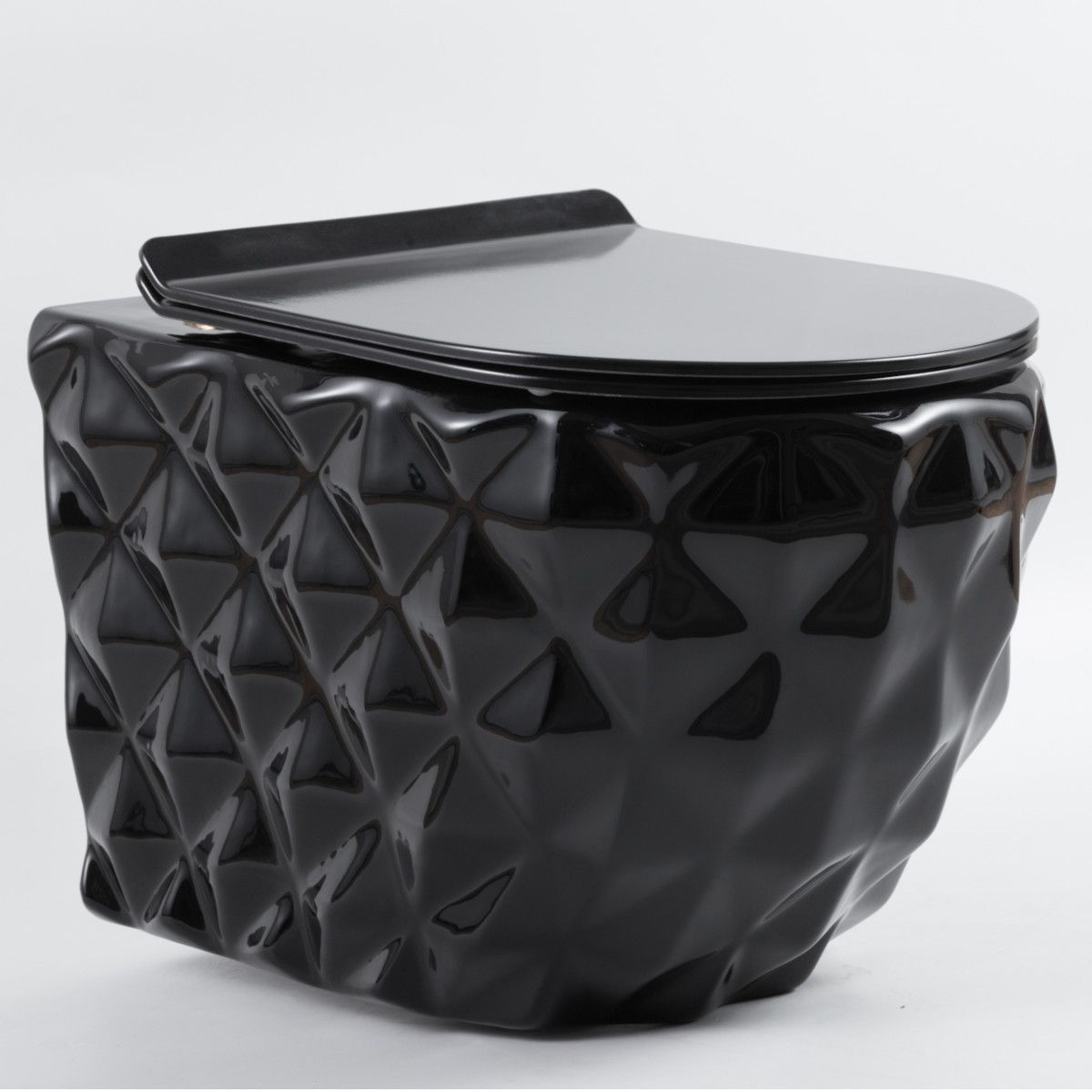 WC-Set und Waschbecken, glänzend Schwarz, wandhängend und für Aufsatzmontage, 49x36-61x34 cm, Duroplast-Sitz, Sidef