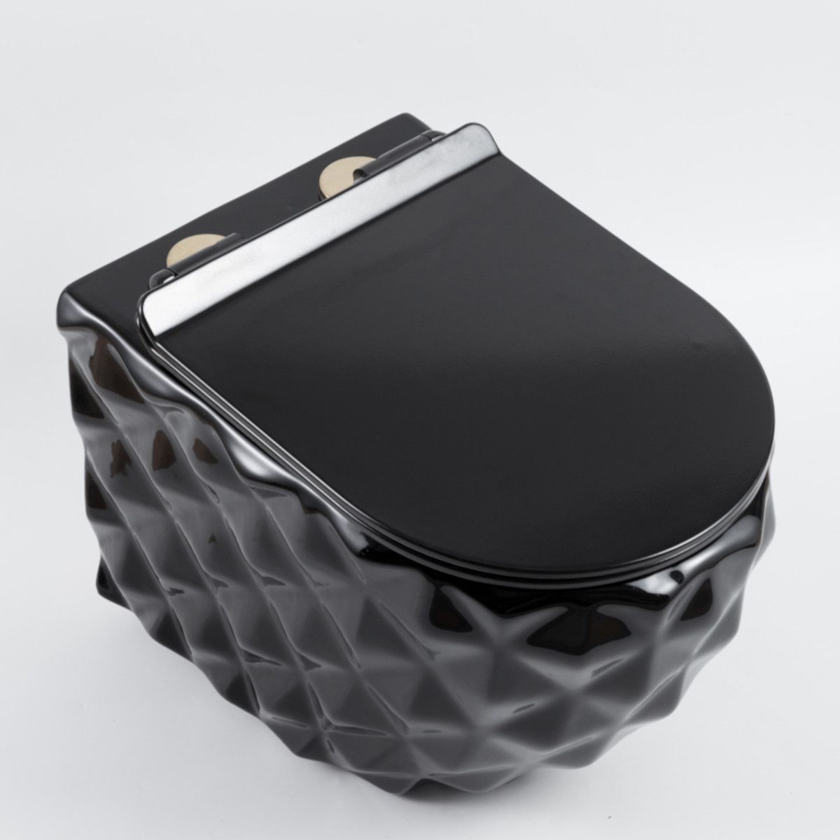 WC-Set und Waschbecken, glänzend Schwarz, wandhängend und für Aufsatzmontage, 49x36-61x34 cm, Duroplast-Sitz, Sidef
