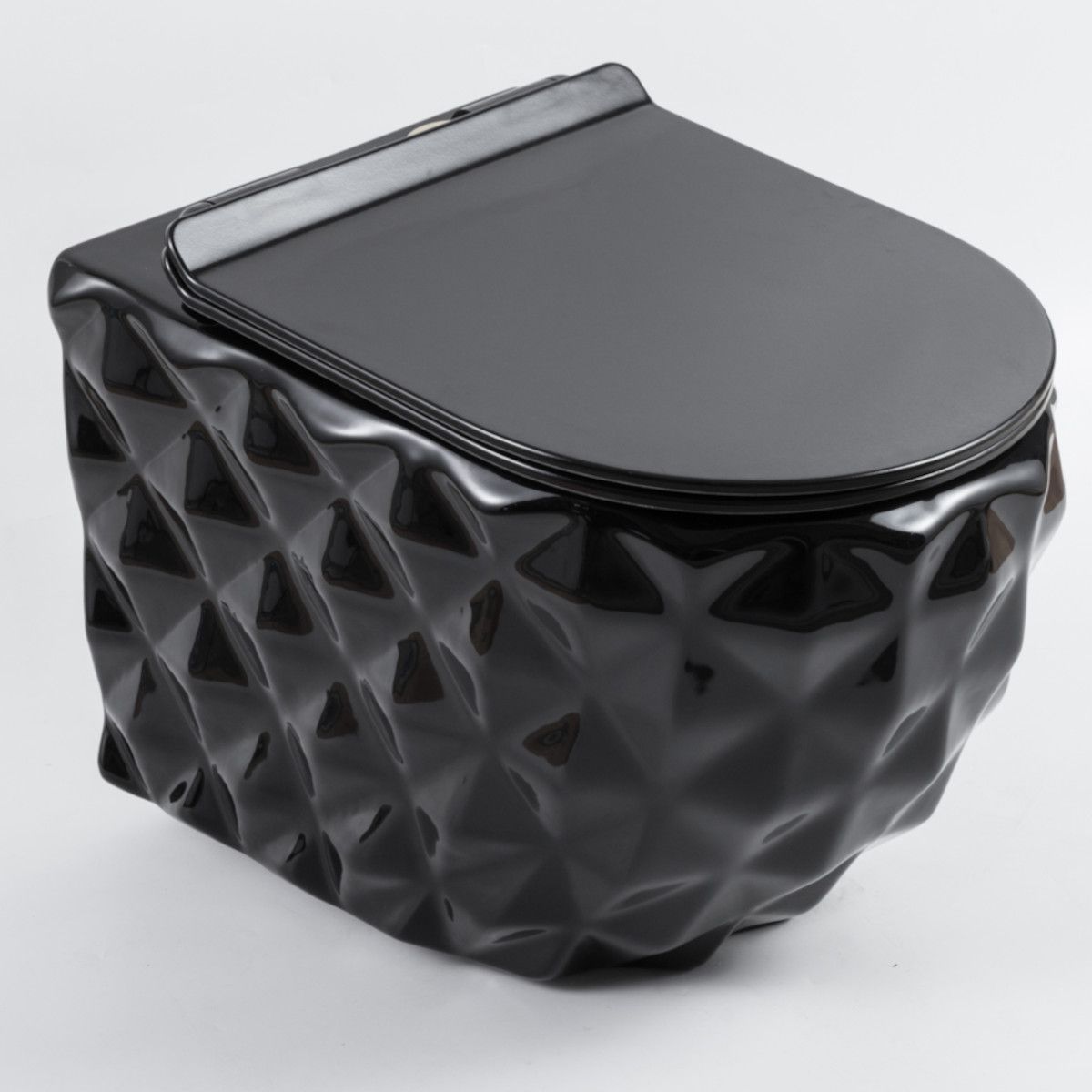 WC-Set und Waschbecken, glänzend Schwarz, wandhängend und für Aufsatzmontage, 49x36-61x34 cm, Duroplast-Sitz, Sidef