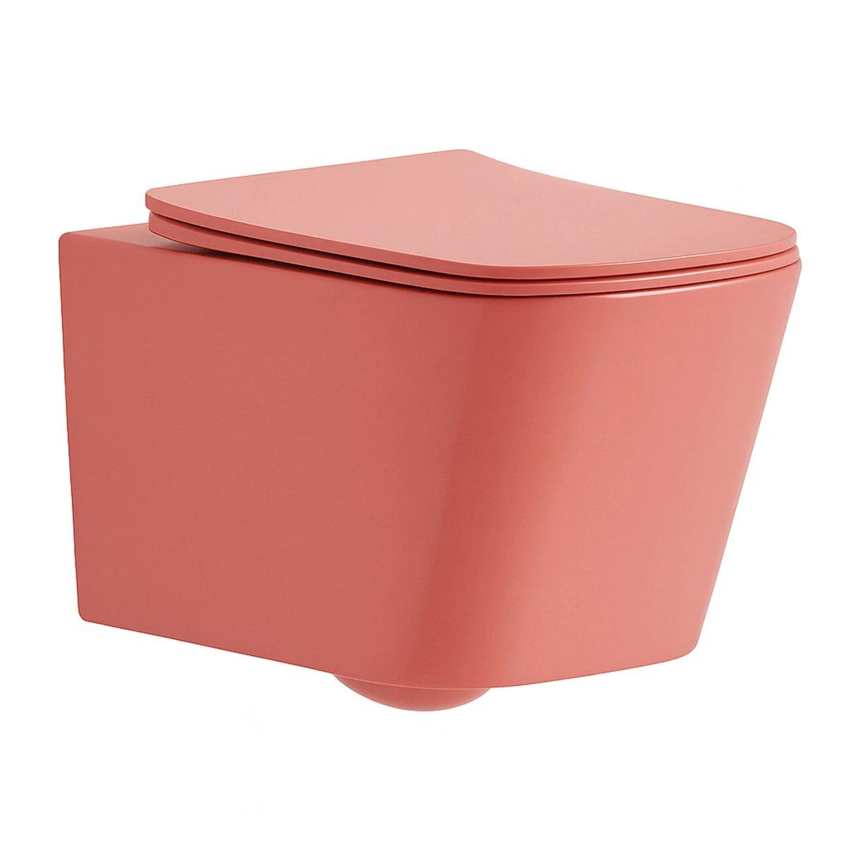 WC-Set und Waschbecken, Lachsrosa Matt, Power Color, 51x35-50x40 cm, wandhängend und Aufsatzmontage, Duroplast-Sitz, Alfonso