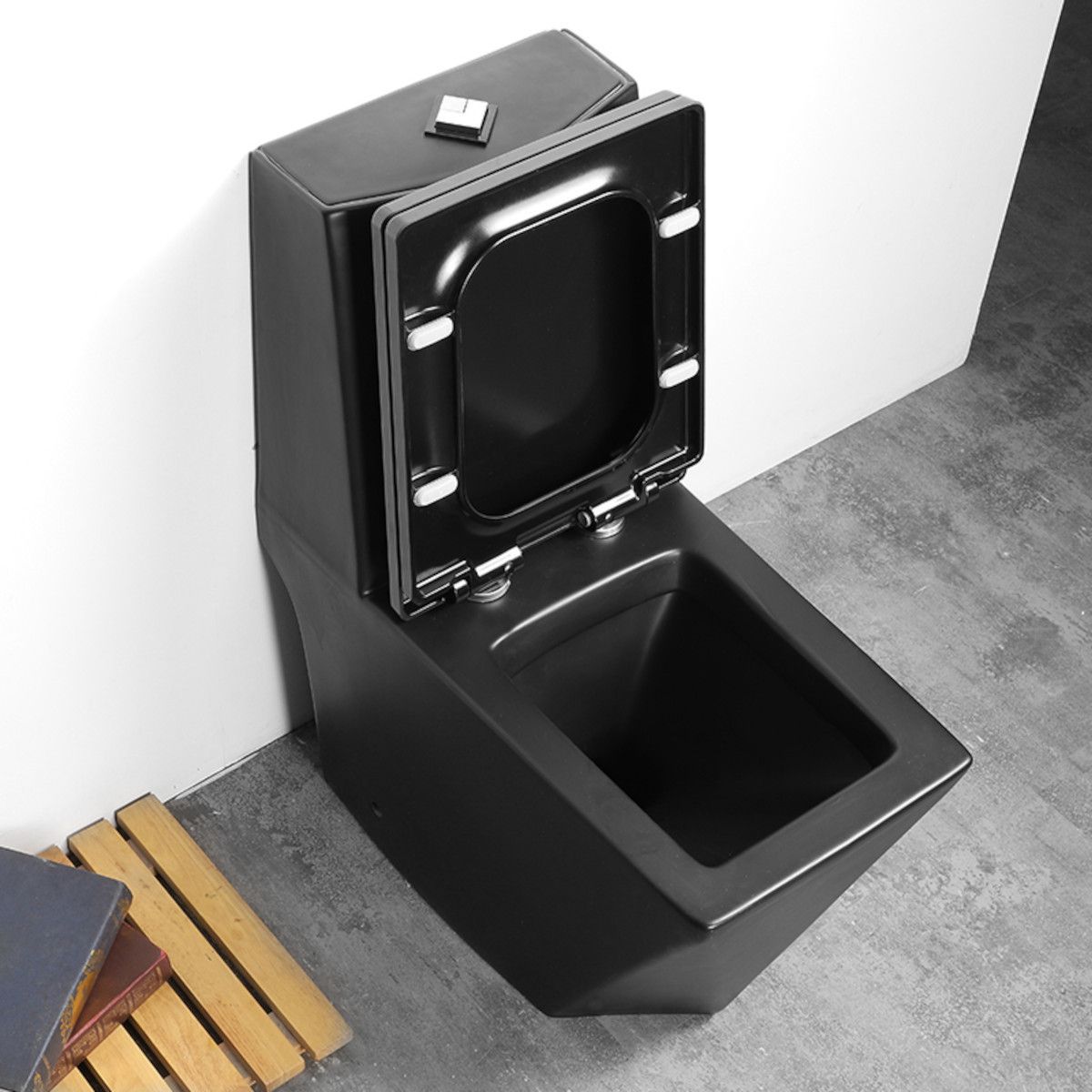 WC-Set und Standwaschbecken Enrico, Mattschwarz, Power Colour, Bodenmontage, Soft-Close-Sitz inklusive, Sanitärkeramik
