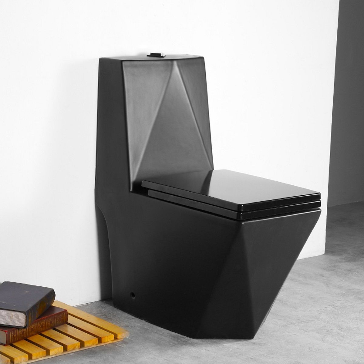 WC-Set und Standwaschbecken Enrico, Mattschwarz, Power Colour, Bodenmontage, Soft-Close-Sitz inklusive, Sanitärkeramik
