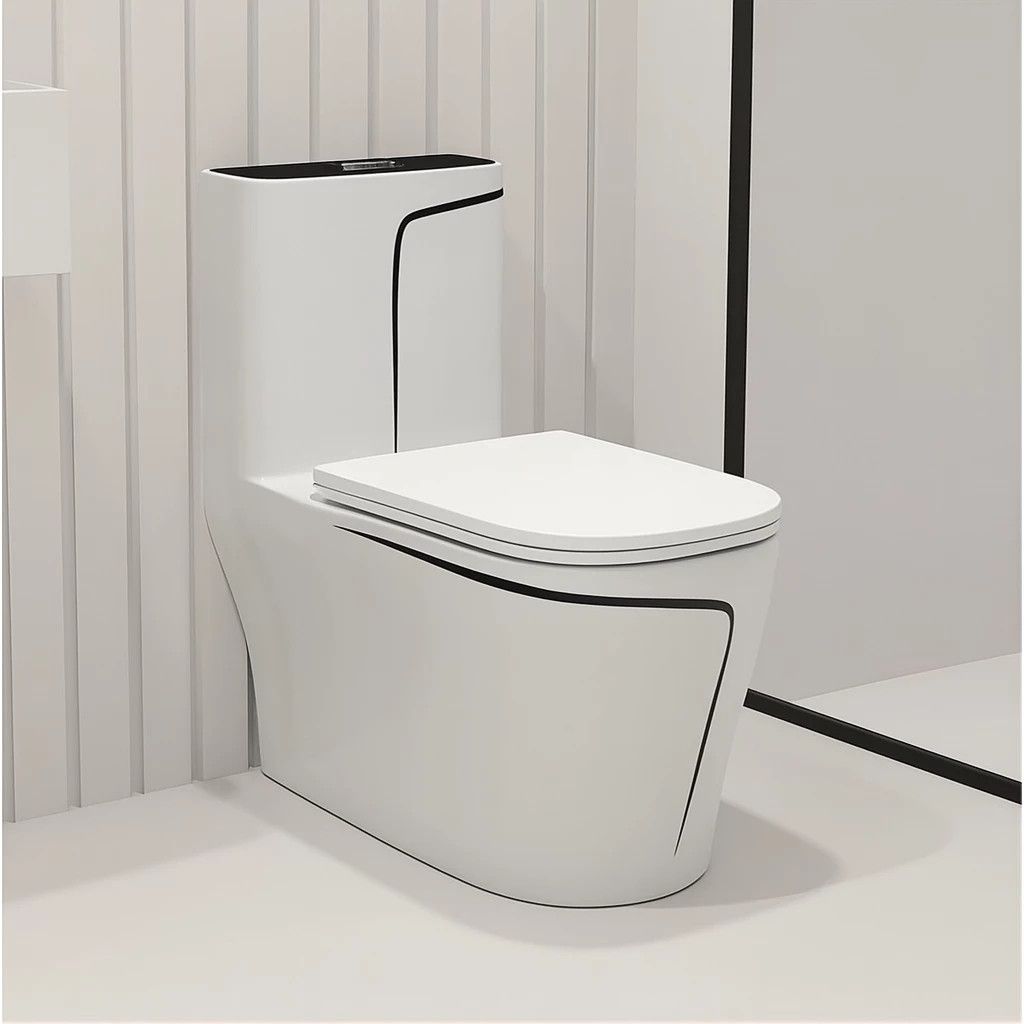 WC-Set und Standwaschbecken Lazio, Weiß, Sanitärkeramik, Bodenmontage, Spülkasten inklusive, mit Hahnloch, Soft-Close-Sitz