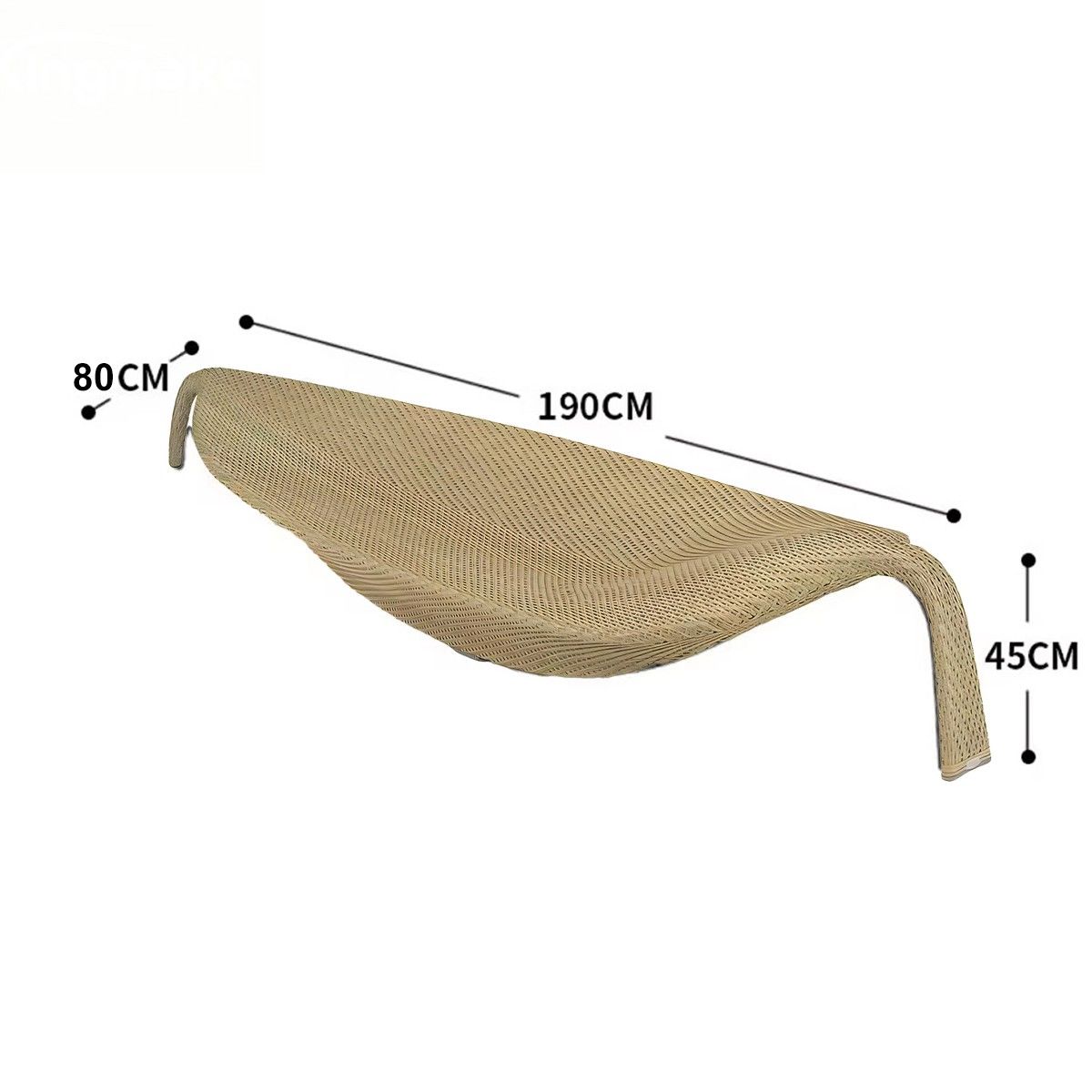 Strandliege, Aluminium, Polyrattan-Geflecht, Blattform, 195 x 80 x 45 cm, Beige, Verdi