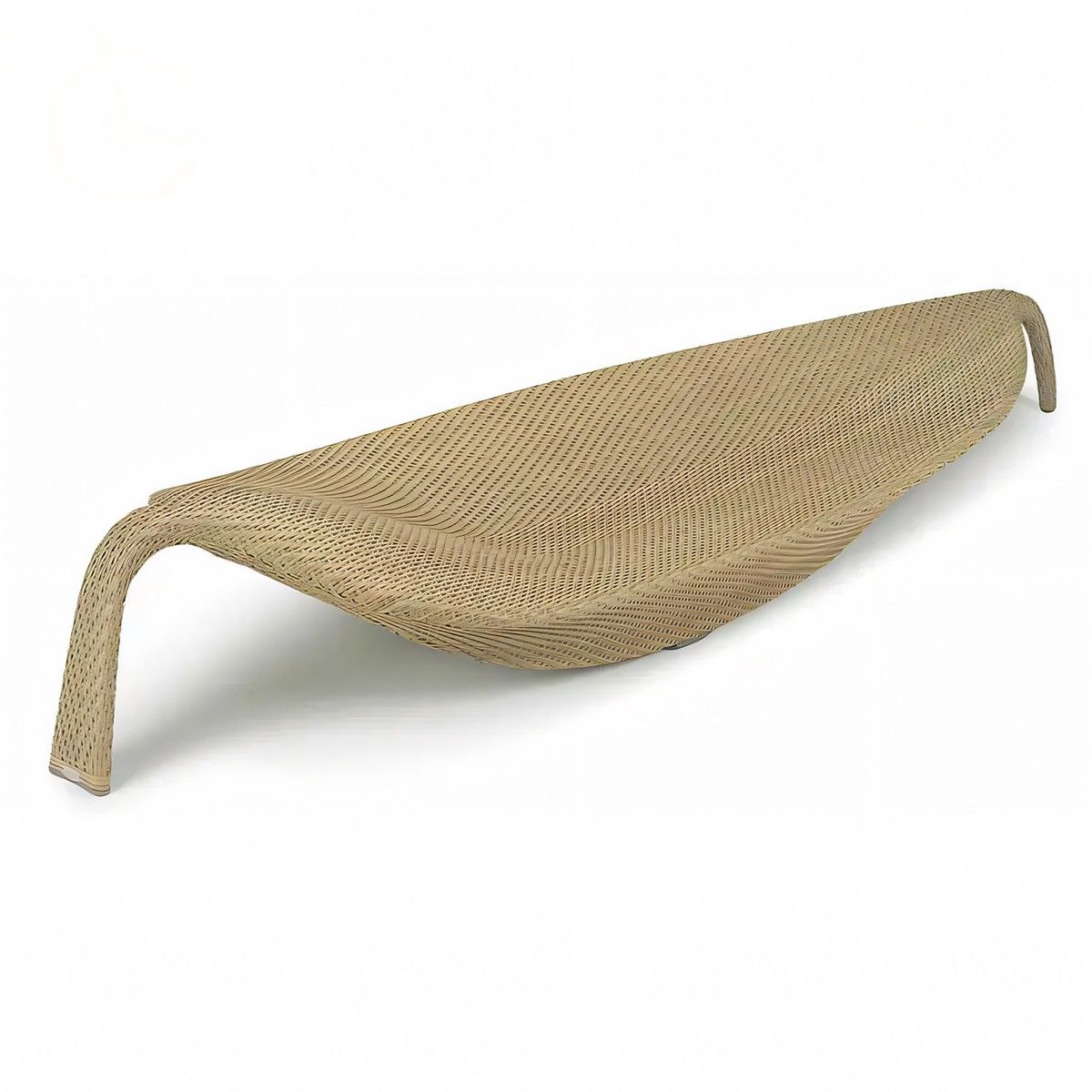 Strandliege, Aluminium, Polyrattan-Geflecht, Blattform, 195 x 80 x 45 cm, Beige, Verdi
