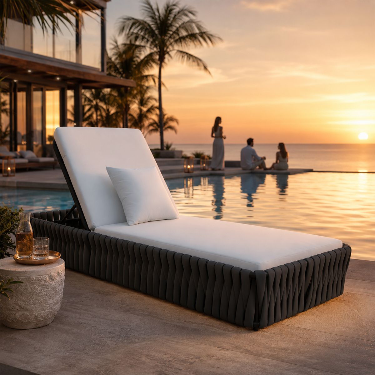 Verstellbare Strandliege mit Matratze, Aluminiumrahmen und EQ-Geflecht, Tenerife, Luxury by EGO