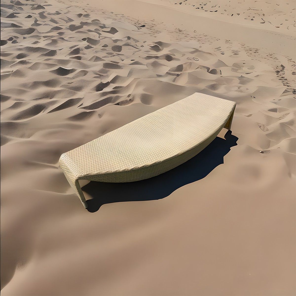 Strandliege, Beige, Aluminium und Polyrattan, Blattform, ideal für Pool und Terrasse, Acapulco