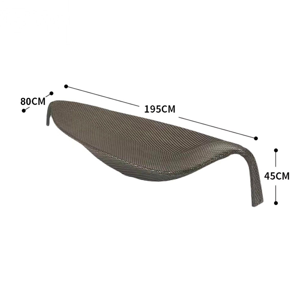 Strandliege, Aluminium, Polyrattan-Geflecht, Blattform, 195 x 80 x 45 cm, Braun, Verdi