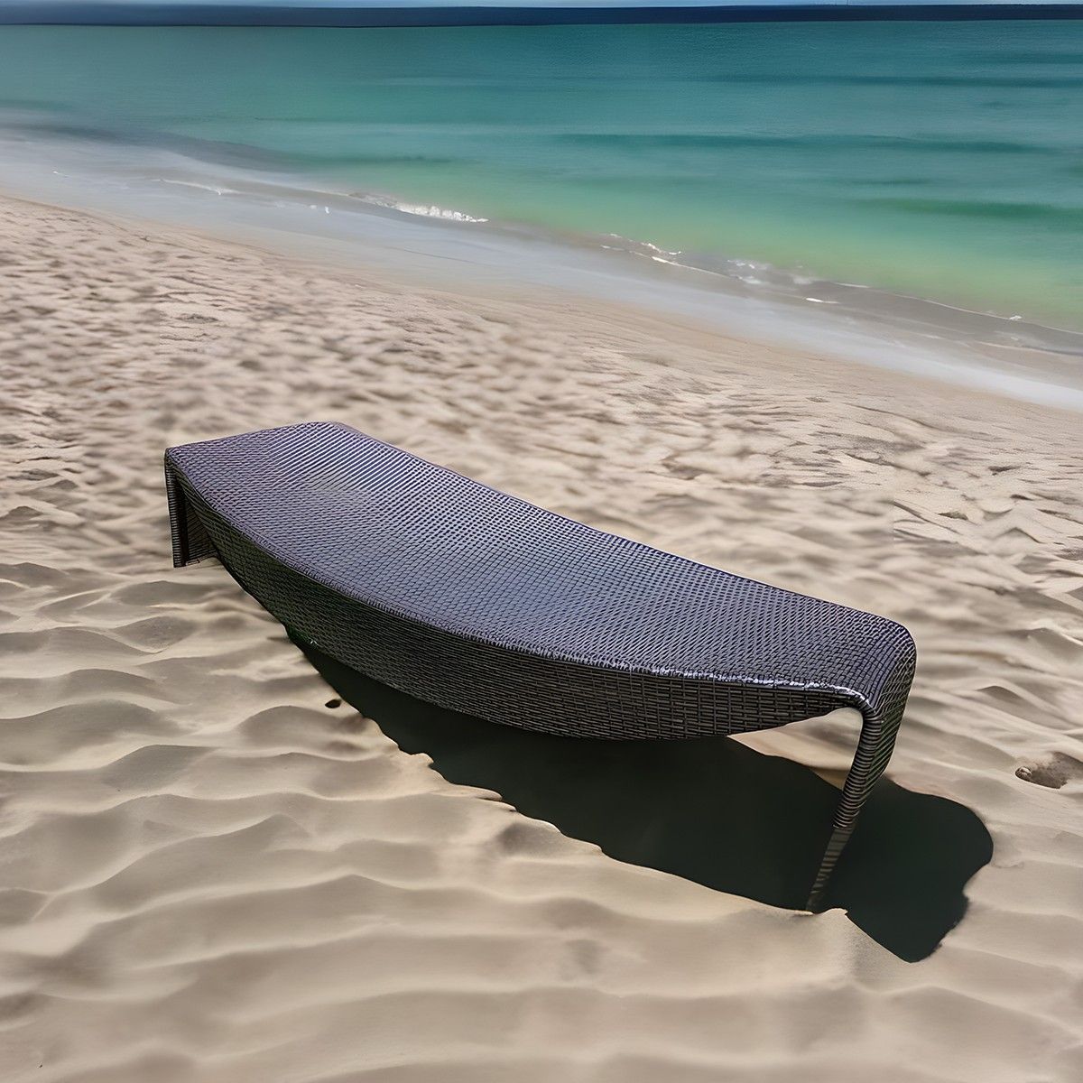 Strandliege, Braun, Aluminium und Polyrattan, Blattform, ideal für Pool und Terrasse, Acapulco