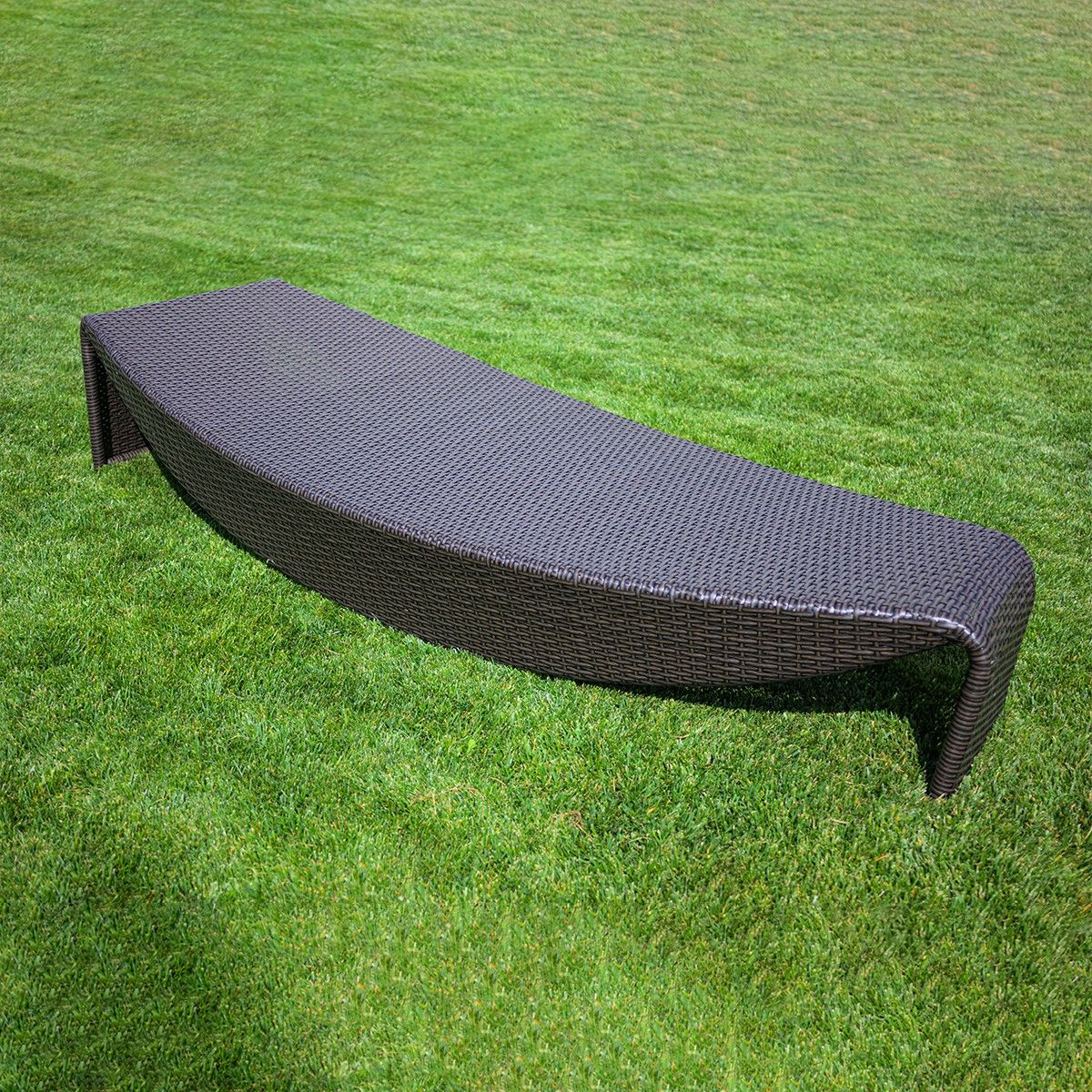 Strandliege, Braun, Aluminium und Polyrattan, Blattform, ideal für Pool und Terrasse, Acapulco