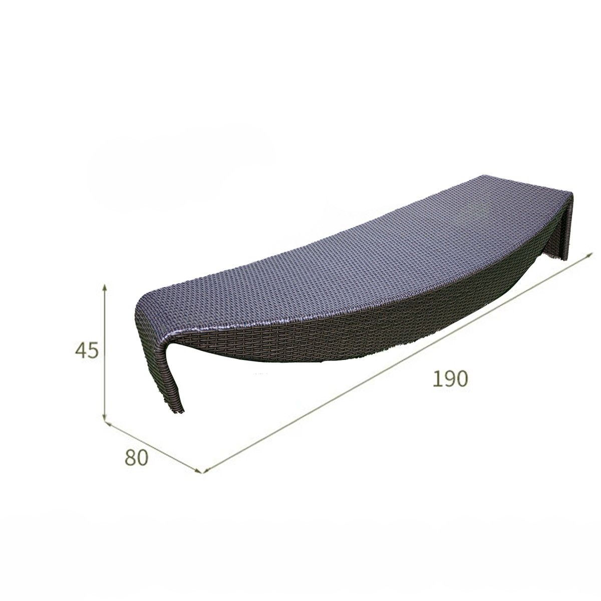 Strandliege, Braun, Aluminium und Polyrattan, Blattform, ideal für Pool und Terrasse, Acapulco