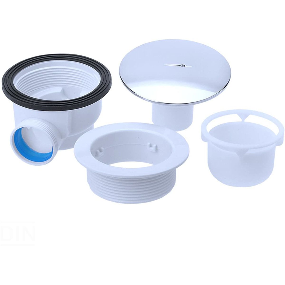 Ablaufsiphon für Duschwannen, universal, flexibles Rohr, Chrom Abdeckung, AL 01