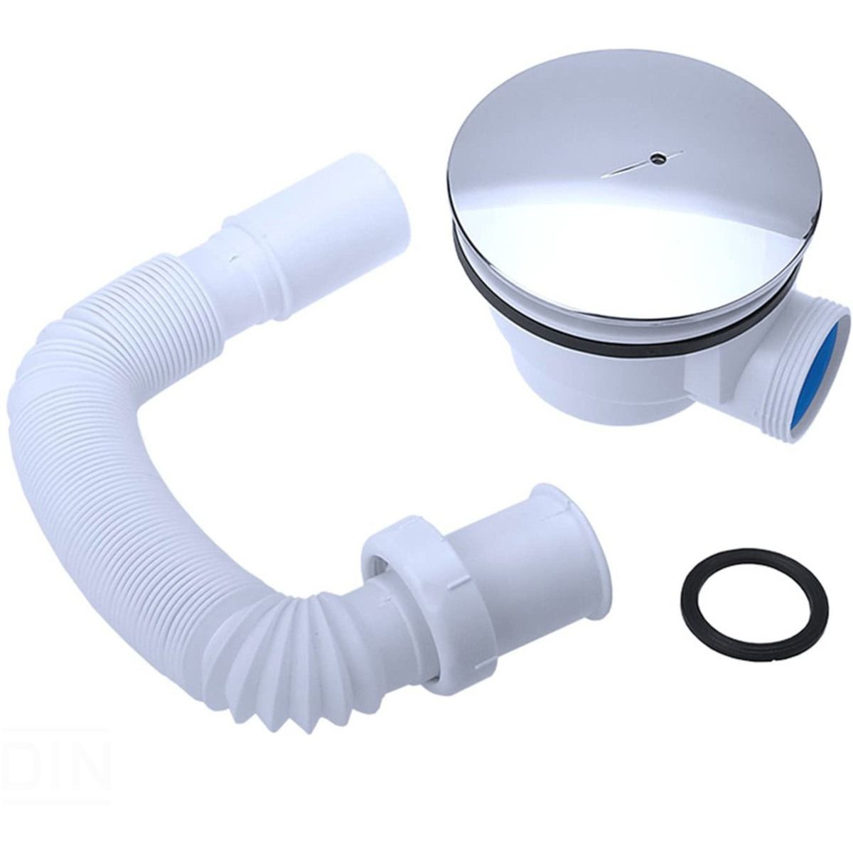 Ablaufsiphon für Duschwannen, universal, flexibles Rohr, Chrom Abdeckung, AL 01