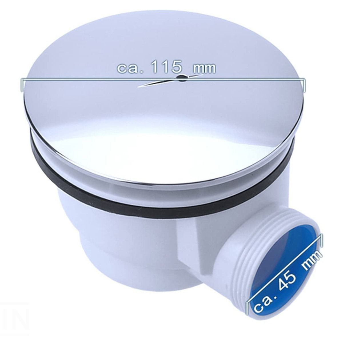 Ablaufsiphon für Duschwannen, universal, flexibles Rohr, Chrom Abdeckung, AL 01