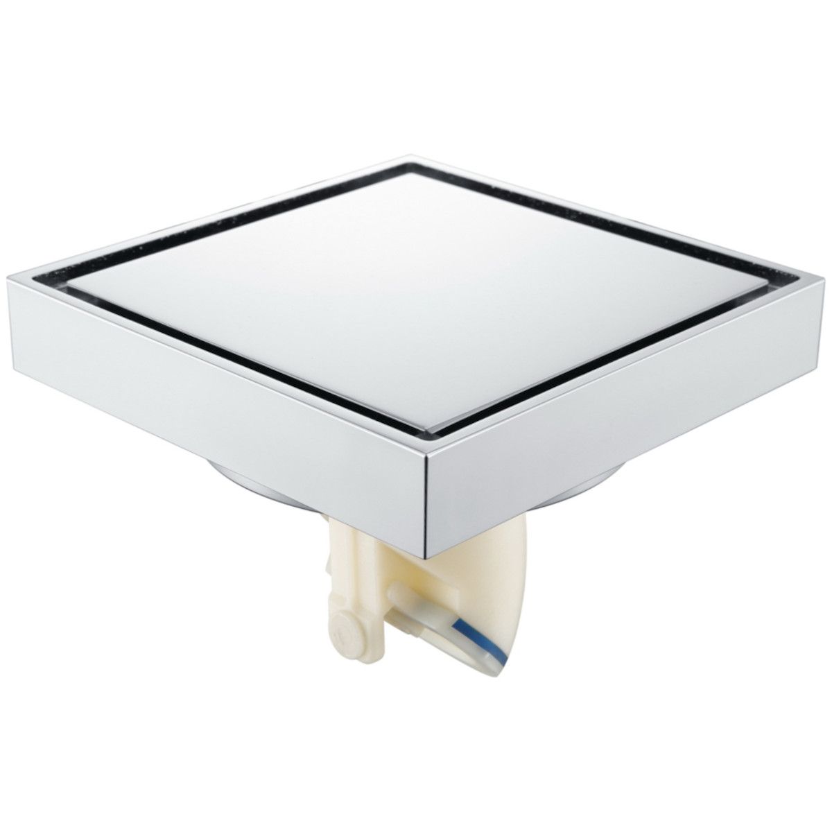 Bodenablauf, Anti-Geruch, Messing, Chrom, 100x100 mm, vertikaler Abgang 45 mm