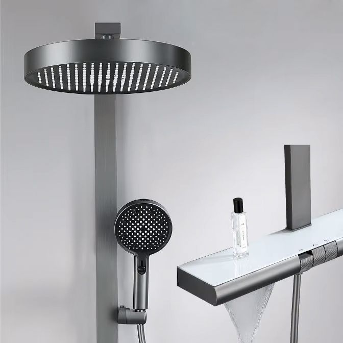 Duschsystem, Piano-Keys-Armatur, Ablage, Wasserfall-Badewannenauslauf, 3 Funktionen, Mattschwarz, Vivo