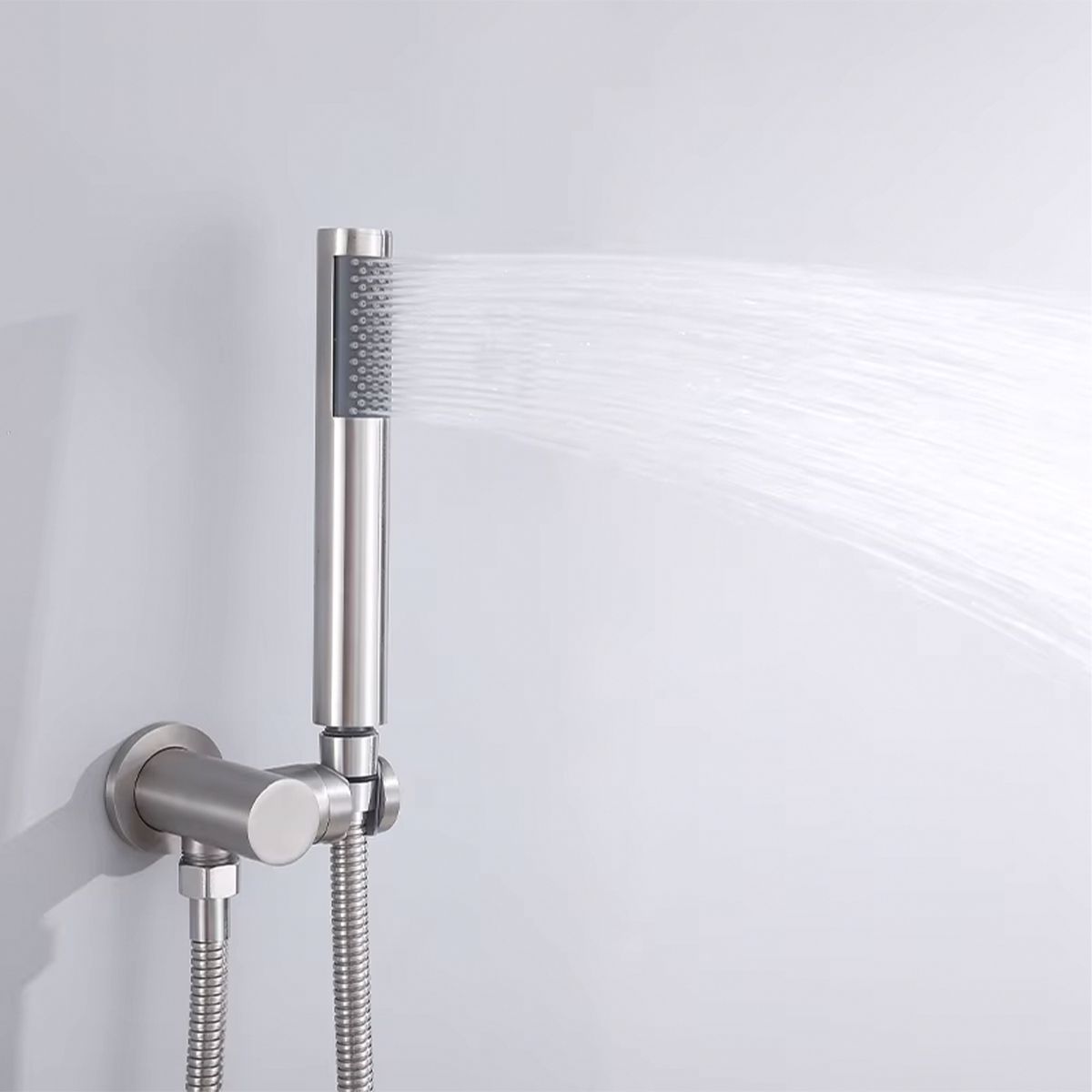 Duschsystem, Nickel Matt, 2 Funktionen, Stahl, Einbau-Einhebelarmatur, Fino
