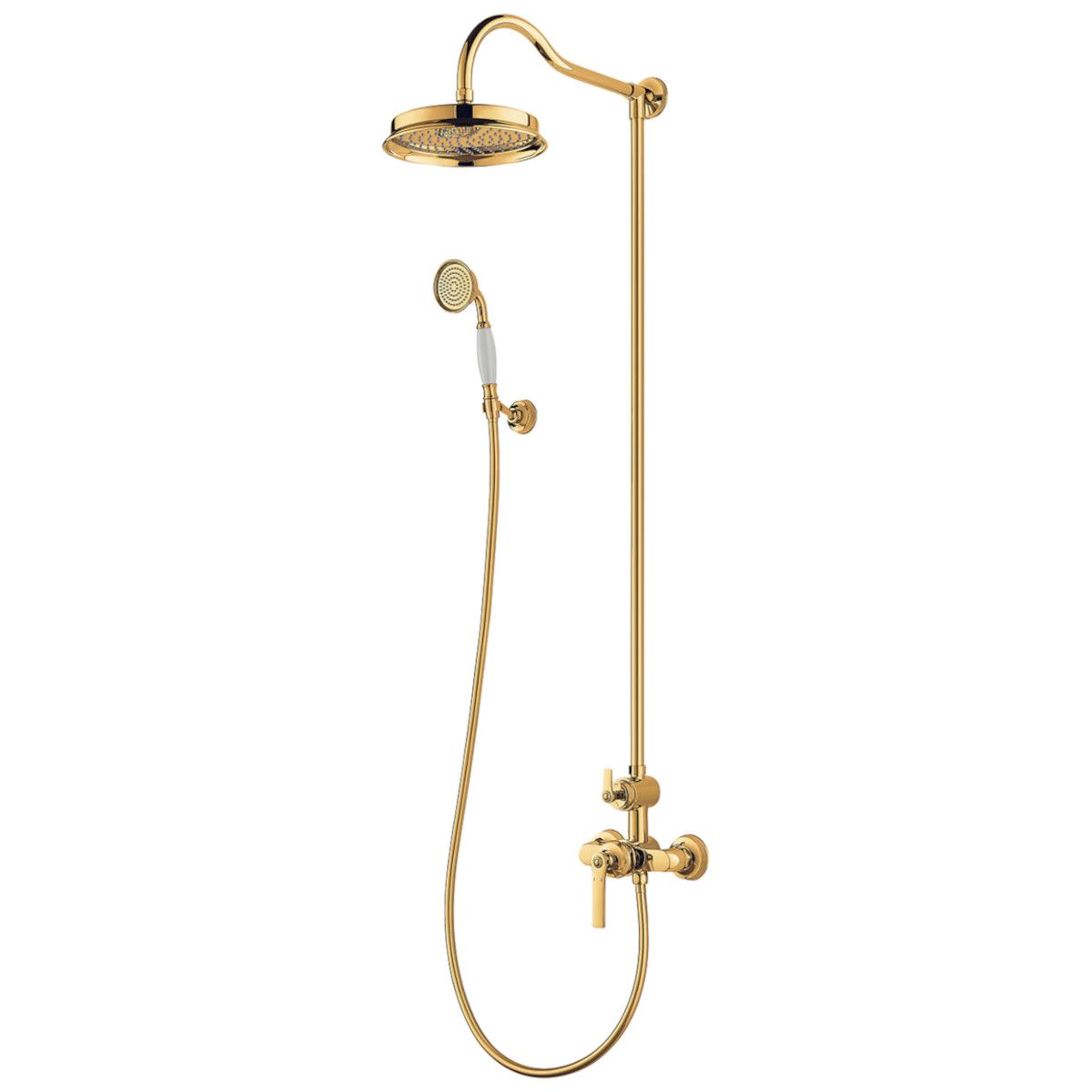 OMNIRES ARMANCE VINTAGE Duschsystem, PVD-Finish, Gold, Easy Clean Silikondüsen, Wandmontage