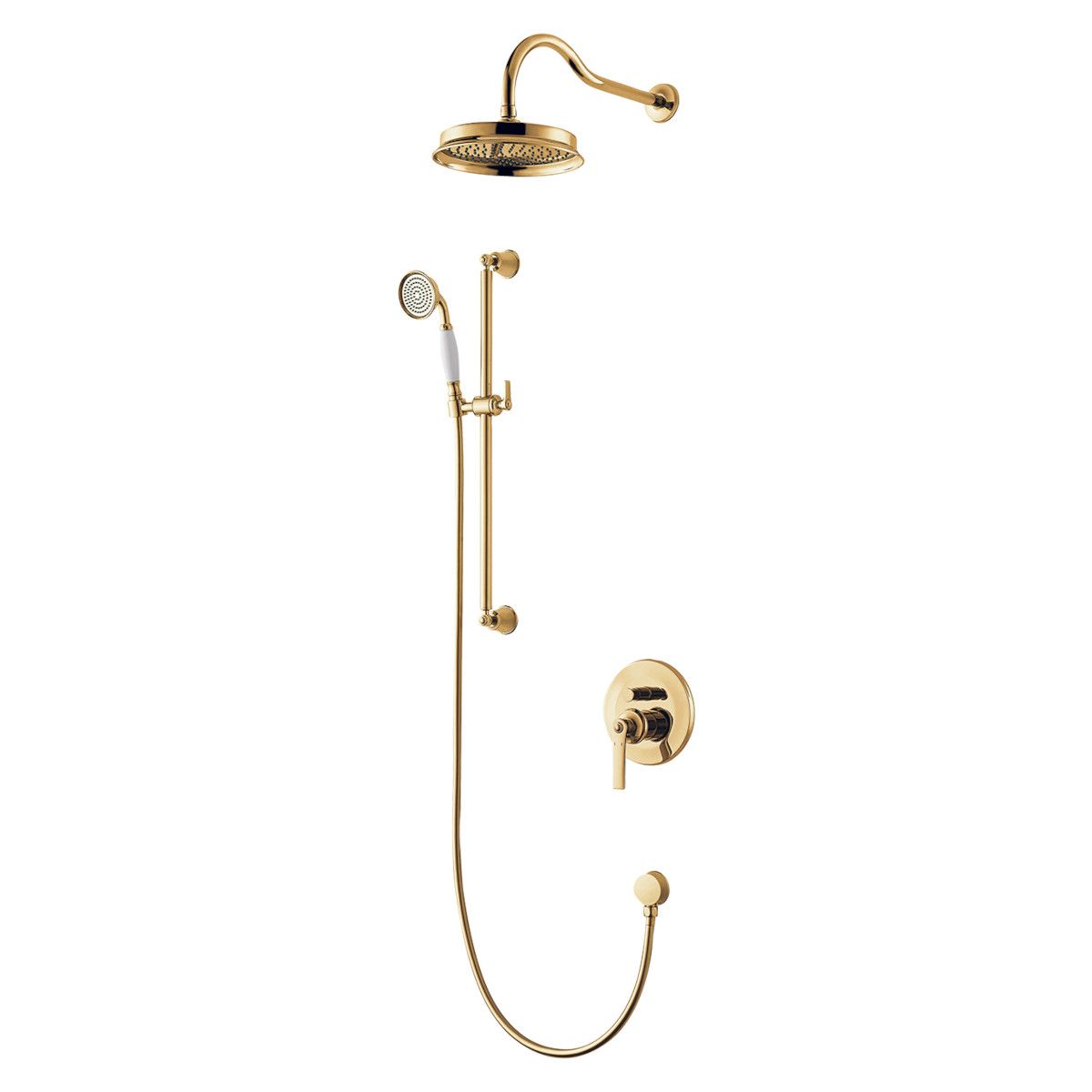 OMNIRES ARMANCE VINTAGE Duschsystem, PVD-Finish, Gold, Duschstangensystem, Easy Clean Silikondüsen, Unterputzmontage