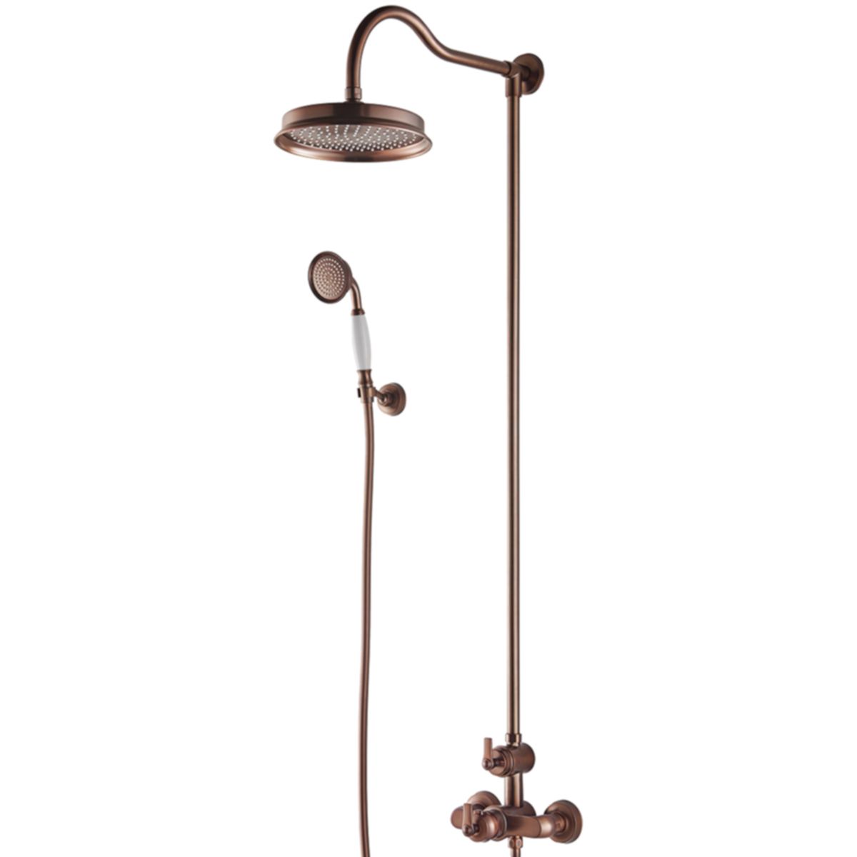 OMNIRES ARMANCE VINTAGE Duschsystem, Thermostat, Ausführung Kupfer gebürstet, Safe Touch Armaturenkörperkühlung, Wandmontage
