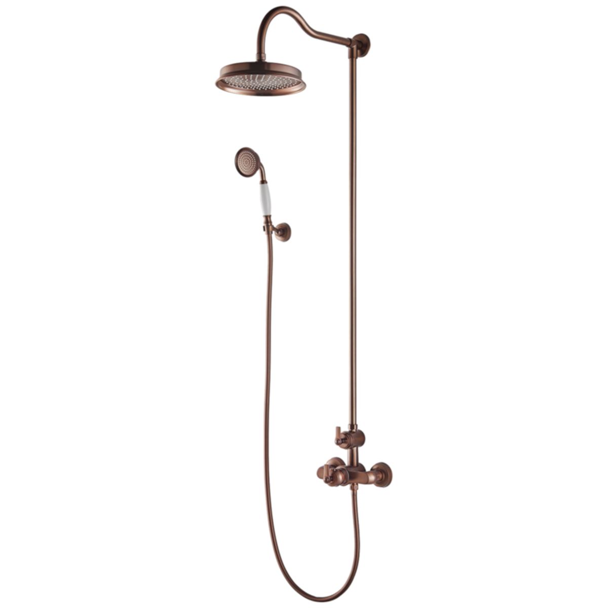 OMNIRES ARMANCE VINTAGE Duschsystem, Thermostat, Ausführung Kupfer gebürstet, Safe Touch Armaturenkörperkühlung, Wandmontage