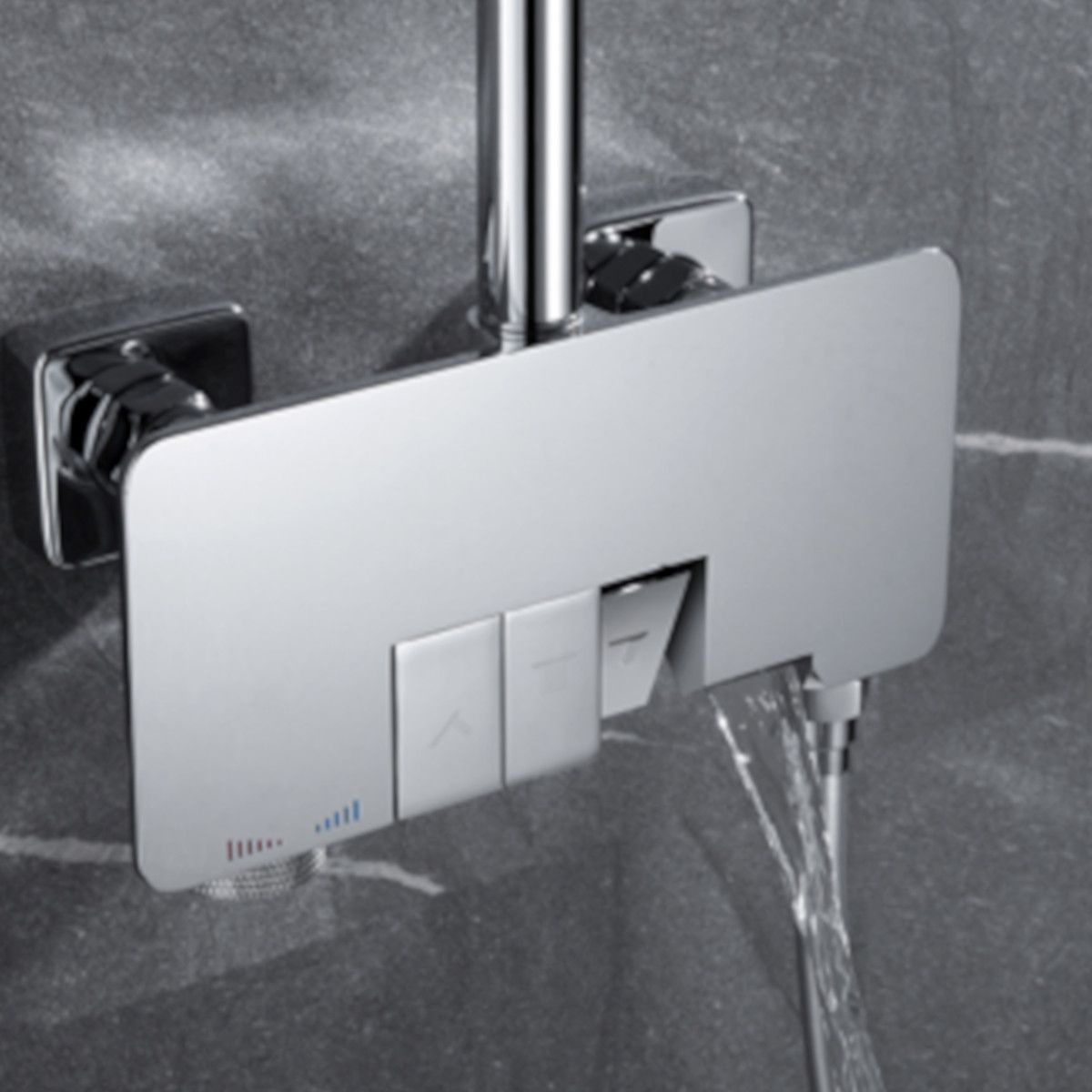 Duschsystem, Badewannenarmatur Badewanne, Piano Key, 3 Funktionen, Wandmontage, Mattgold, Lamia