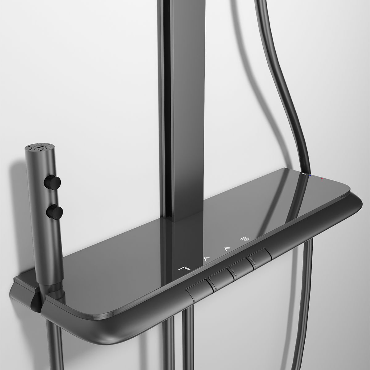 Dusch- und Badewannensystem, 2 Handbrausen, Armatur mit Piano-Tasten, 3 Funktionen, Wandmontage, Stahl, Gun Grey, Serano