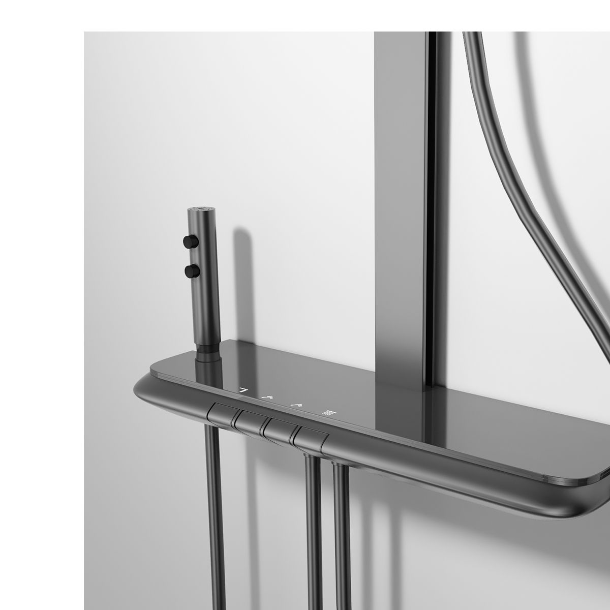 Dusch- und Badewannensystem, 2 Handbrausen, Armatur mit Piano-Tasten, 3 Funktionen, Wandmontage, Stahl, Gun Grey, Serano