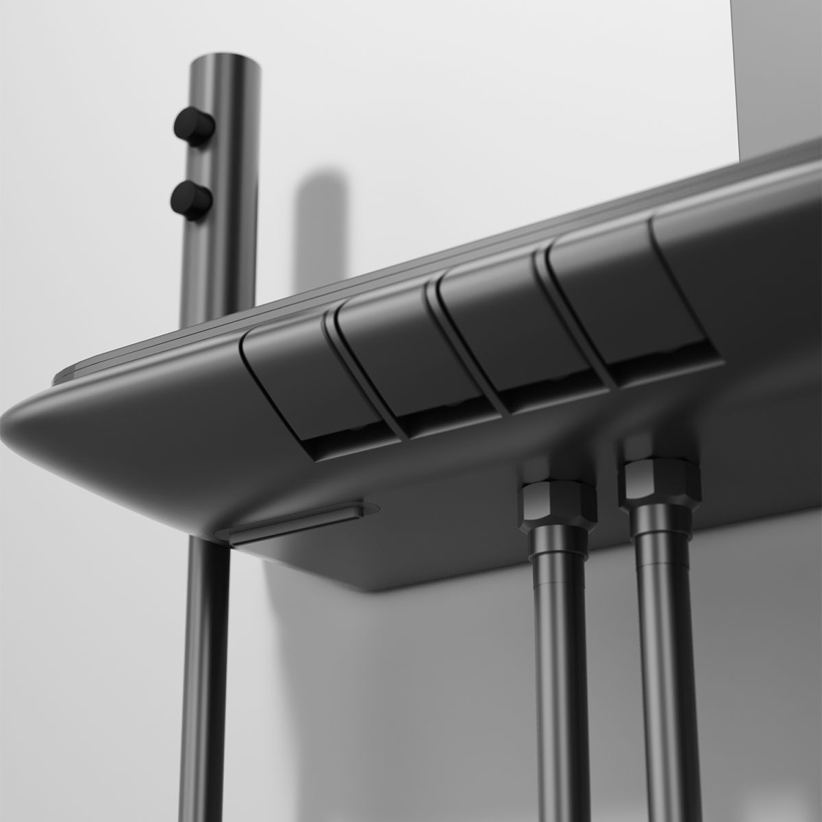 Dusch- und Badewannensystem, 2 Handbrausen, Armatur mit Piano-Tasten, 3 Funktionen, Wandmontage, Stahl, Gun Grey, Serano