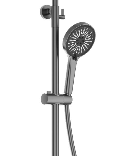 Dusch- und Badewannensystem mit 2 Handbrausen, 3 Funktionen, Wandmontage, Edelstahl, Gun Grey, Eleganza