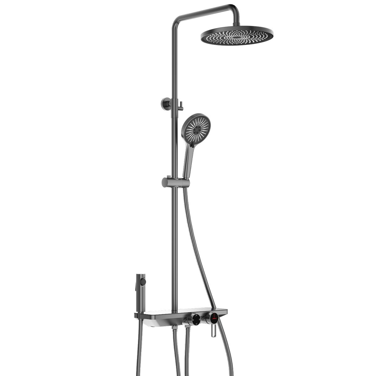 Dusch- und Badewannensystem mit 2 Handbrausen, 3 Funktionen, Wandmontage, Edelstahl, Gun Grey, Eleganza