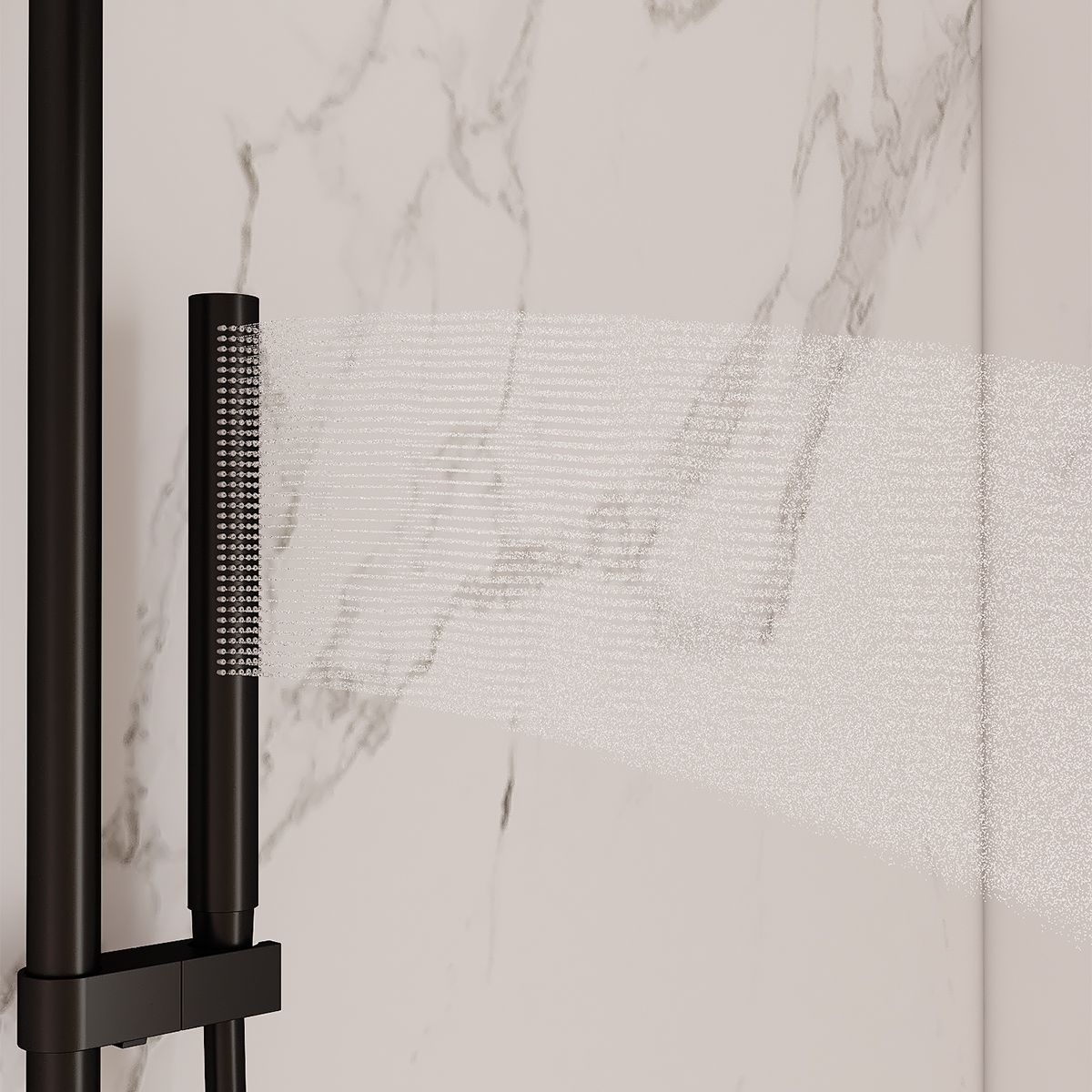 Dusch-und Badewannensystem mit Vernet-Thermostat, Mattschwarz, 3 Funktionen, Wandmontage, Elio