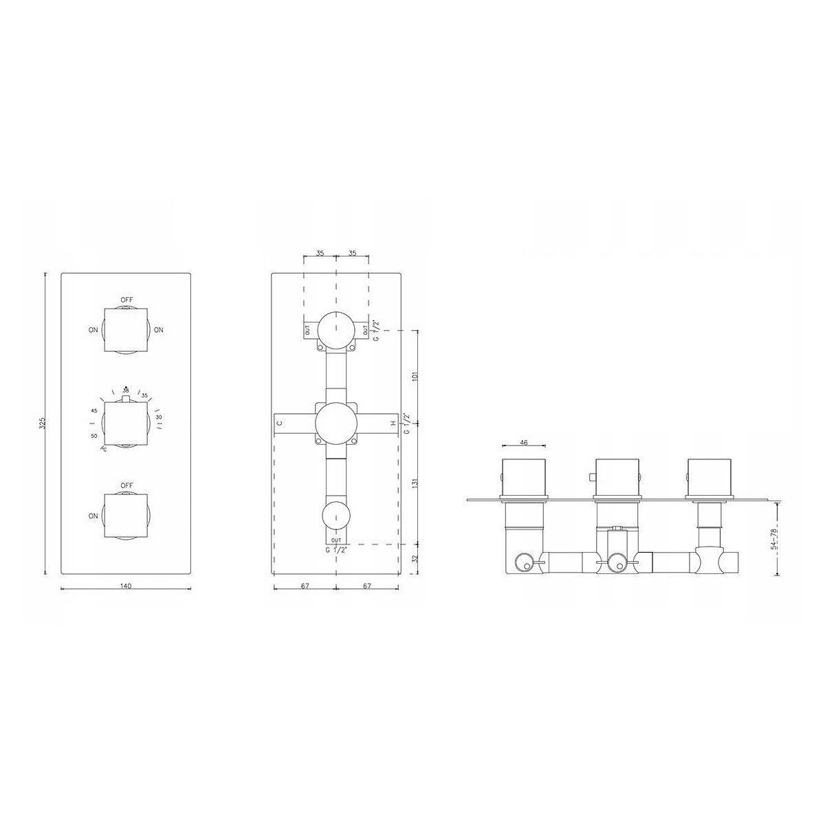 EGO Z1 Duschsystem, Unterputzmontage, Unterputz-Thermostatarmatur, Regendusche 30x30 cm